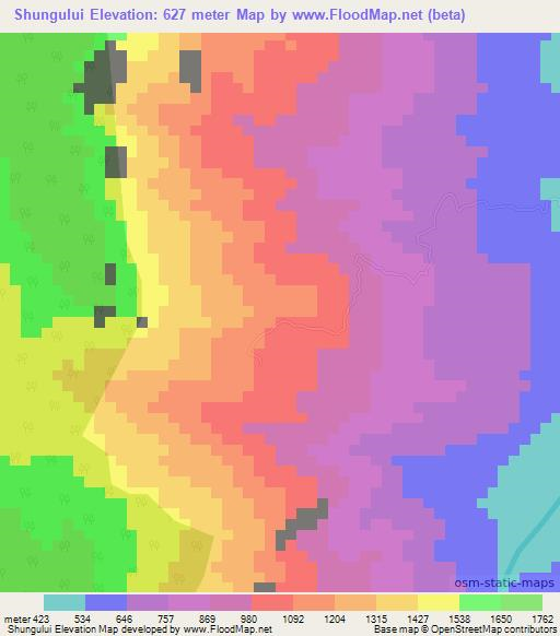 Shungului,Tanzania Elevation Map