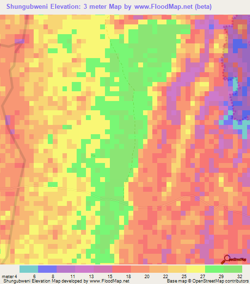 Shungubweni,Tanzania Elevation Map