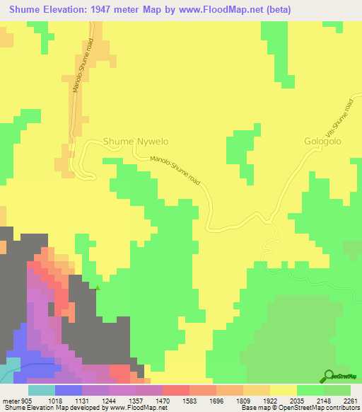 Shume,Tanzania Elevation Map