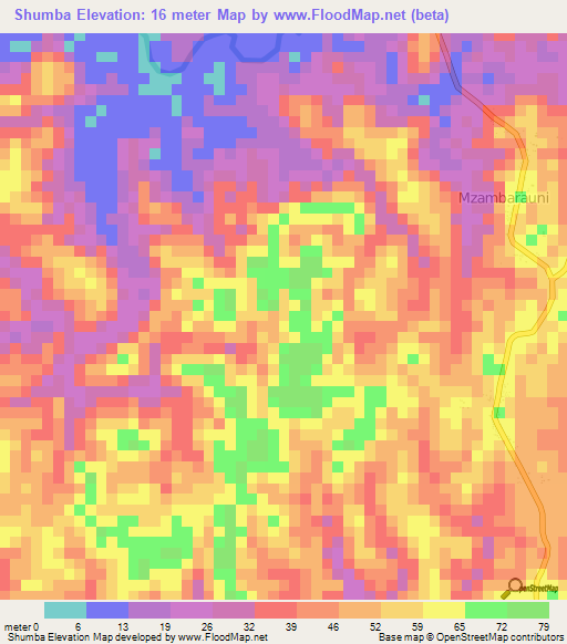 Shumba,Tanzania Elevation Map