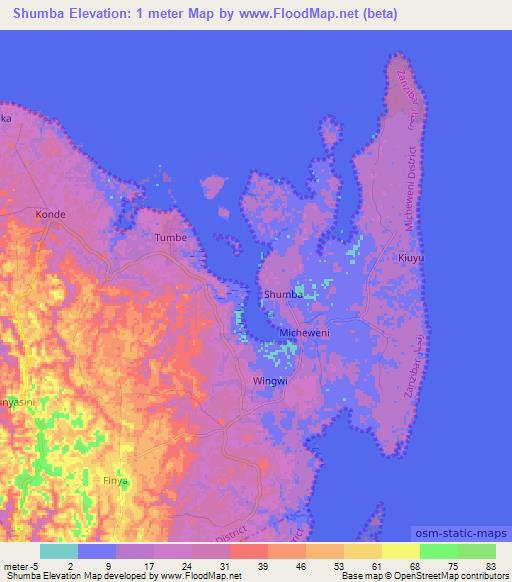 Shumba,Tanzania Elevation Map