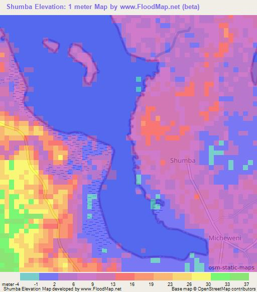 Shumba,Tanzania Elevation Map