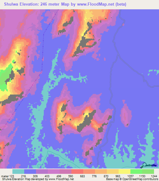 Shulwa,Tanzania Elevation Map