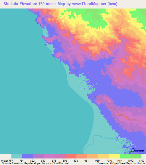 Shukula,Tanzania Elevation Map