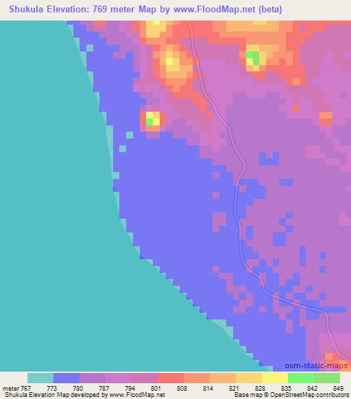 Shukula,Tanzania Elevation Map