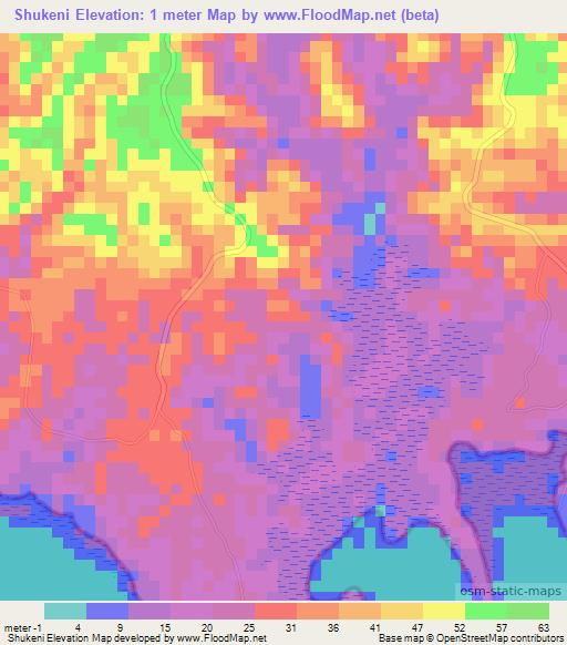 Shukeni,Tanzania Elevation Map