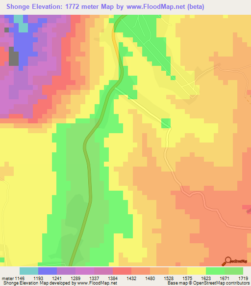 Shonge,Tanzania Elevation Map