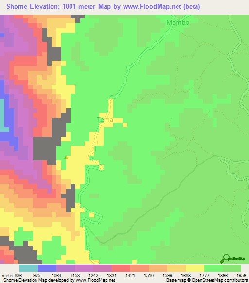 Shome,Tanzania Elevation Map