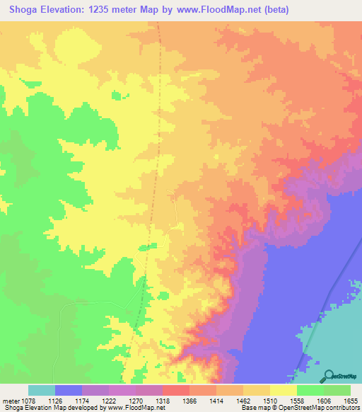 Shoga,Tanzania Elevation Map