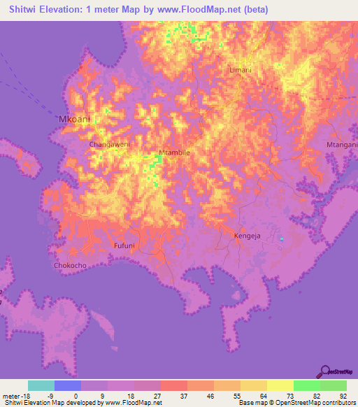 Shitwi,Tanzania Elevation Map