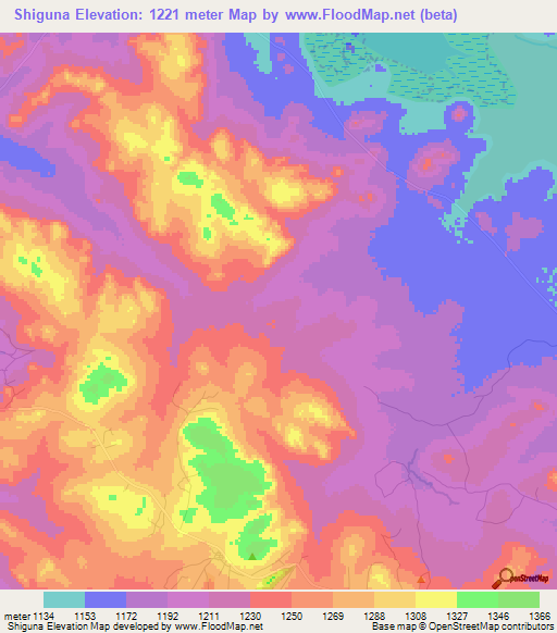 Shiguna,Tanzania Elevation Map