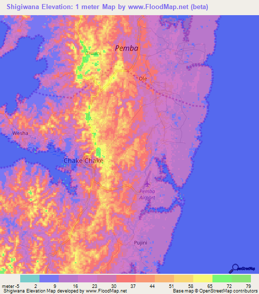 Shigiwana,Tanzania Elevation Map