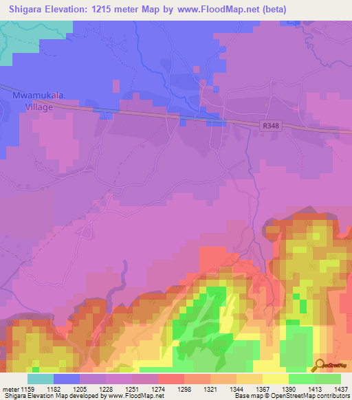 Shigara,Tanzania Elevation Map