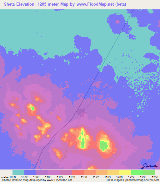 Sheta,Tanzania Elevation Map