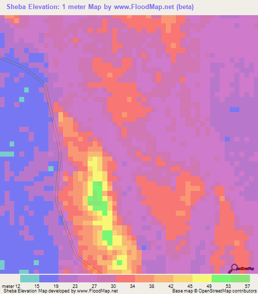 Sheba,Tanzania Elevation Map