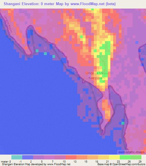 Shangani,Tanzania Elevation Map