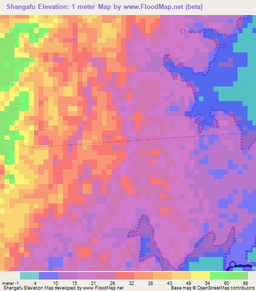 Shangafu,Tanzania Elevation Map