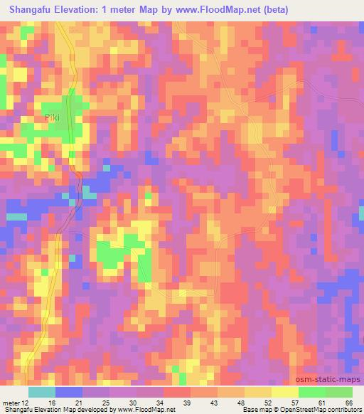 Shangafu,Tanzania Elevation Map