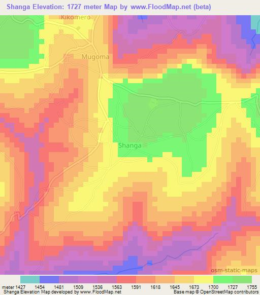 Shanga,Tanzania Elevation Map