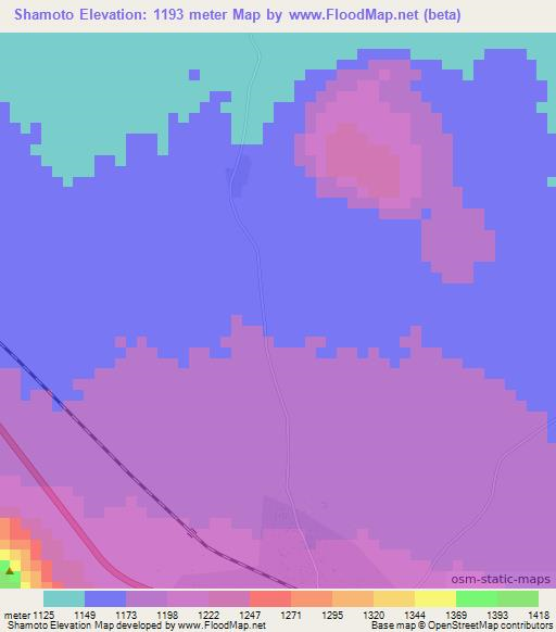 Shamoto,Tanzania Elevation Map