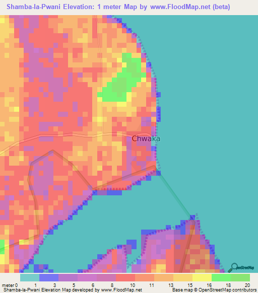 Shamba-la-Pwani,Tanzania Elevation Map