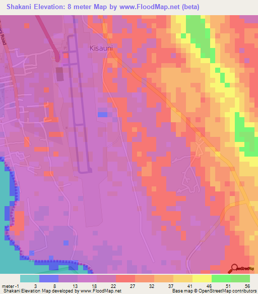 Shakani,Tanzania Elevation Map