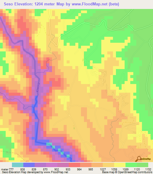 Seso,Tanzania Elevation Map