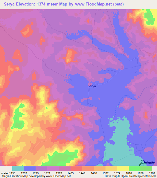 Serya,Tanzania Elevation Map