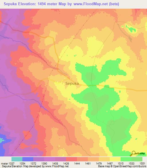 Sepuka,Tanzania Elevation Map