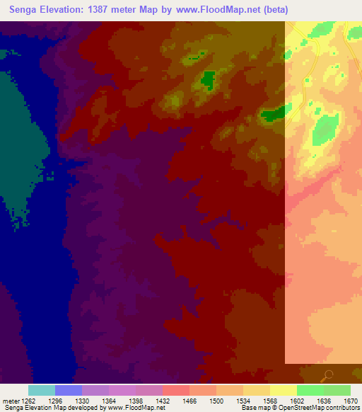 Senga,Tanzania Elevation Map