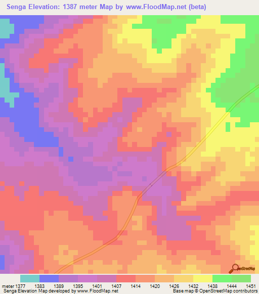 Senga,Tanzania Elevation Map