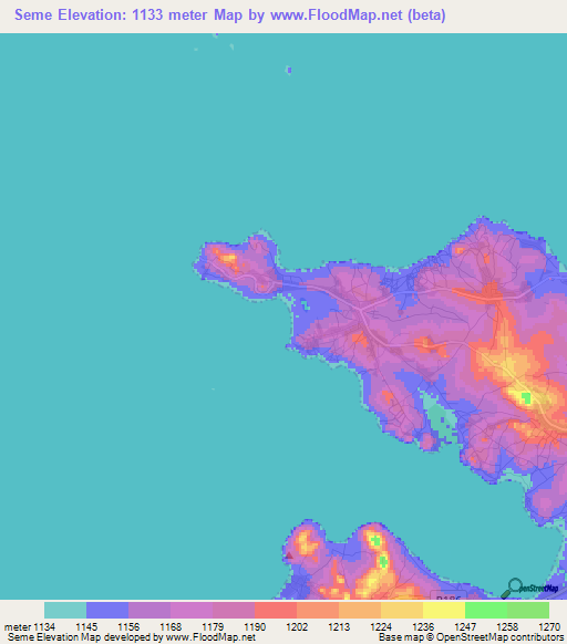 Seme,Tanzania Elevation Map