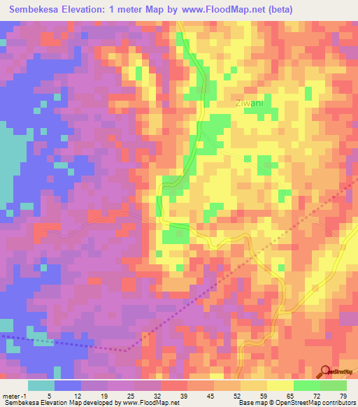 Sembekesa,Tanzania Elevation Map