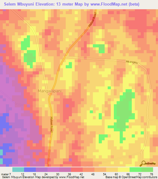 Selem Mbuyuni,Tanzania Elevation Map