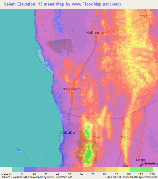 Selem,Tanzania Elevation Map