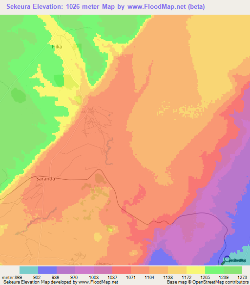 Sekeura,Tanzania Elevation Map