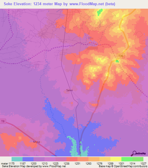 Seke,Tanzania Elevation Map