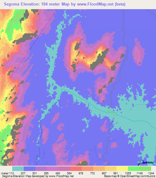 Segoma,Tanzania Elevation Map