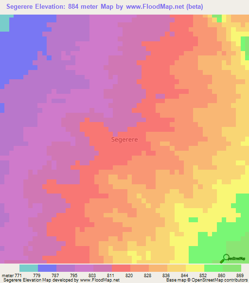 Segerere,Tanzania Elevation Map