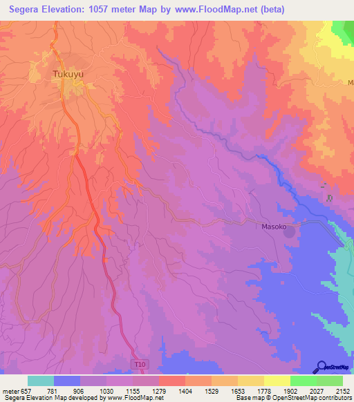 Segera,Tanzania Elevation Map