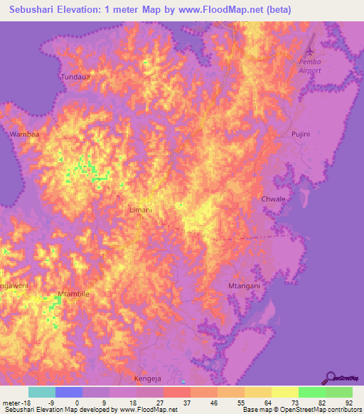 Sebushari,Tanzania Elevation Map