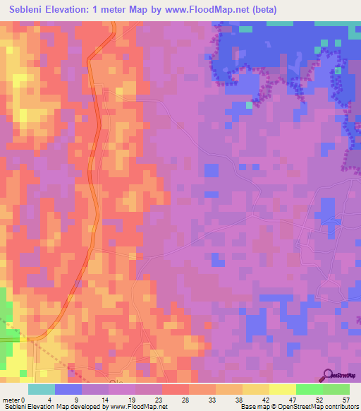 Sebleni,Tanzania Elevation Map