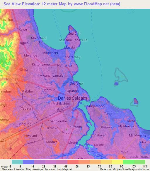 Sea View,Tanzania Elevation Map