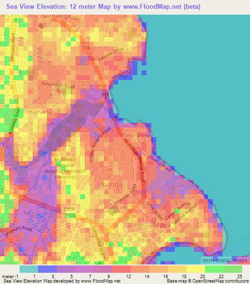 Sea View,Tanzania Elevation Map