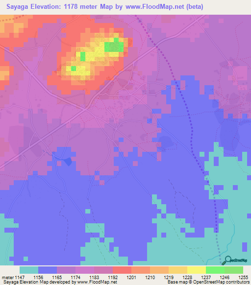 Sayaga,Tanzania Elevation Map