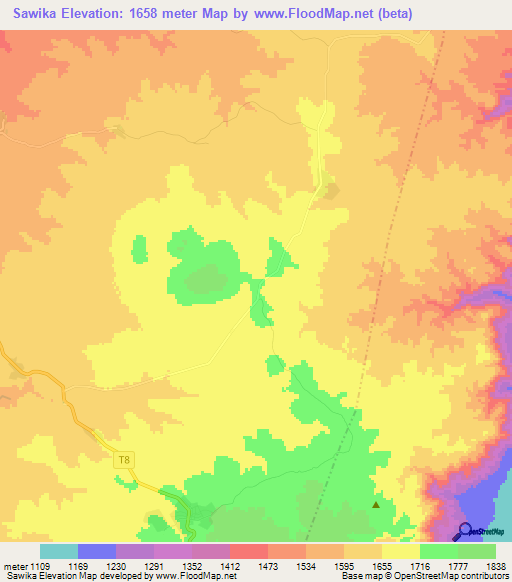 Sawika,Tanzania Elevation Map