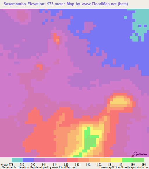 Sasamambo,Tanzania Elevation Map