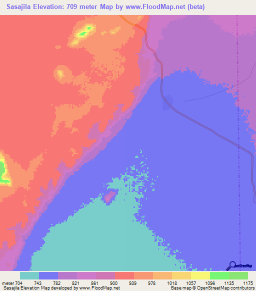 Sasajila,Tanzania Elevation Map