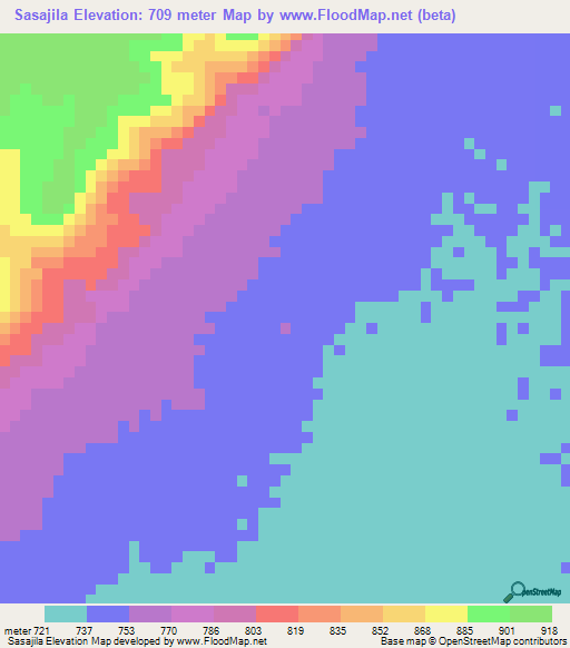 Sasajila,Tanzania Elevation Map