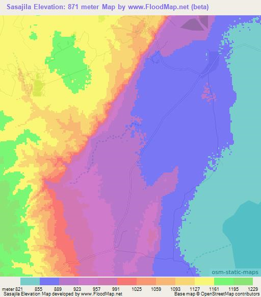 Sasajila,Tanzania Elevation Map